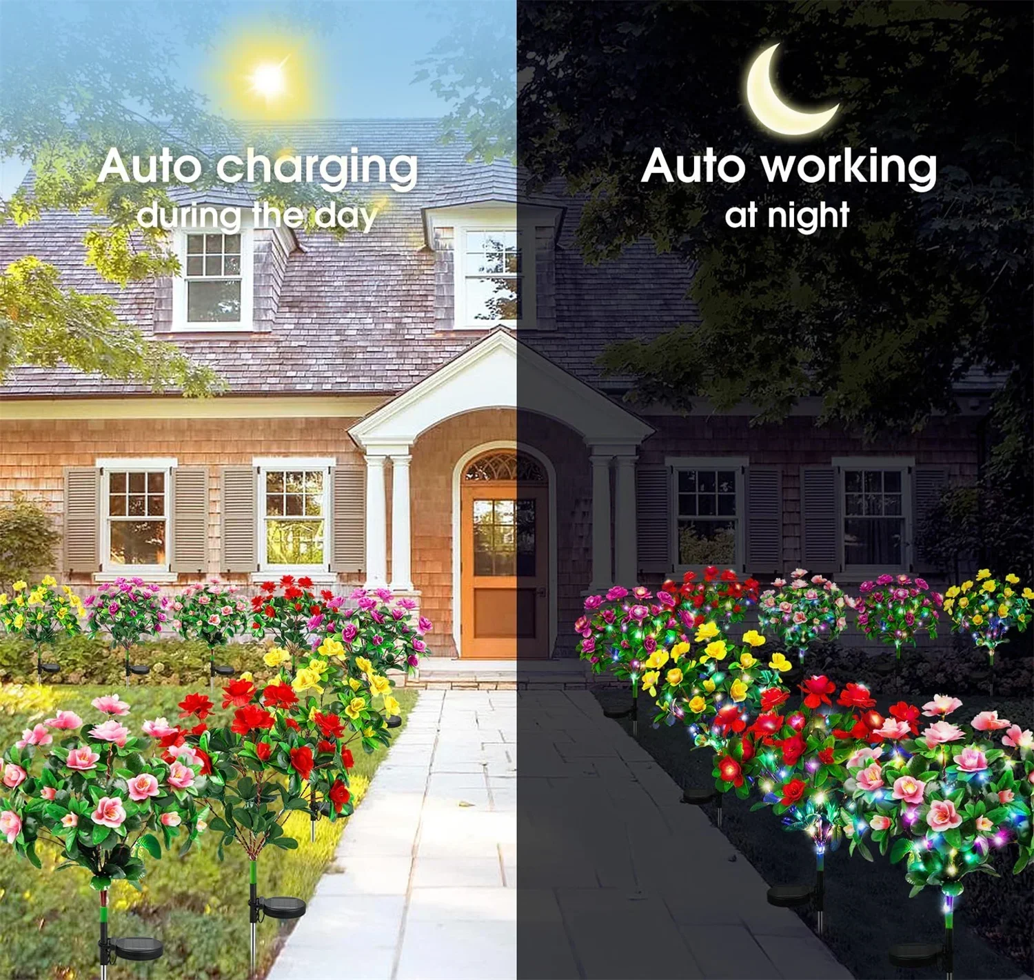 LED Solar Light Waterproof Azalea Solar Flowers Lamp Outdoor Decorative for Garden Yard Lawn Path Lighting Holiday Wedding Decor image 5