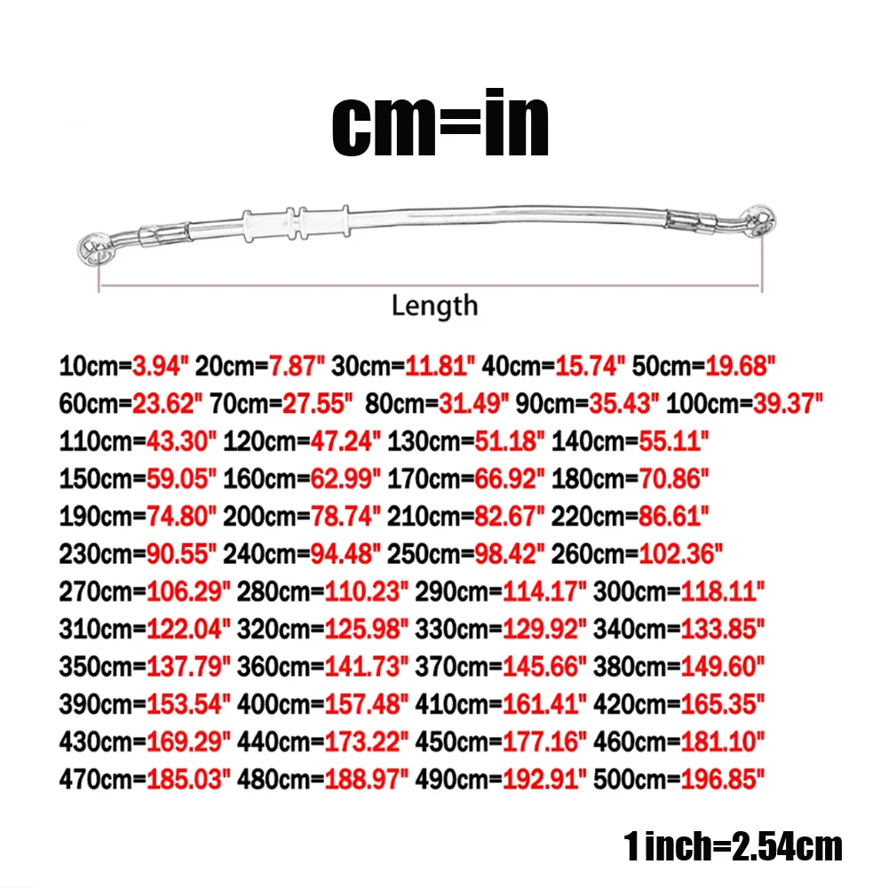 10-500Cm Rood M8nylon Motorfiets Crossfiets Specifieke Multi-Angle Hogetemperatuurbestendige Rem Oliepijp Gevlochten Slang Fuelpipe