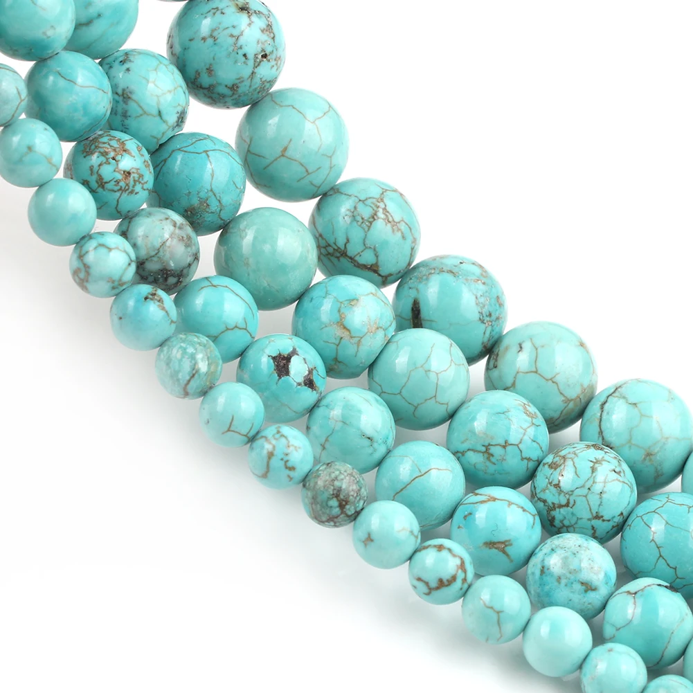 4-12mm December Birthstone Beads Natural Round Turquoise Howlite Charms Stone Beads for Jewelry Making DIY Pendant Bracelet