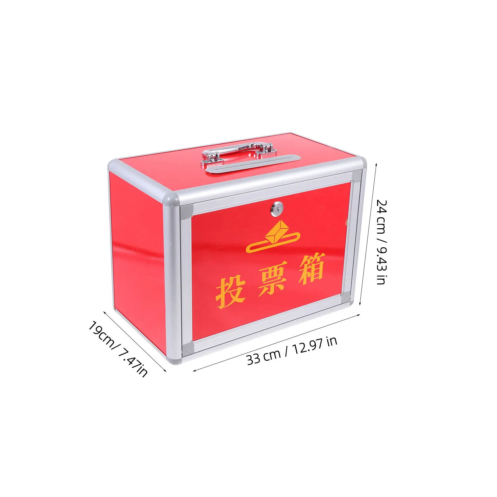 1 szt. Czerwona Przenośna Skrzynia Wyborcza z Aluminiowymi Krawędziami Praktyczna Wielofunkcyjna Jasna Świąteczna Skrzynia na Głosy Skrzynia do Zbierania Głosów