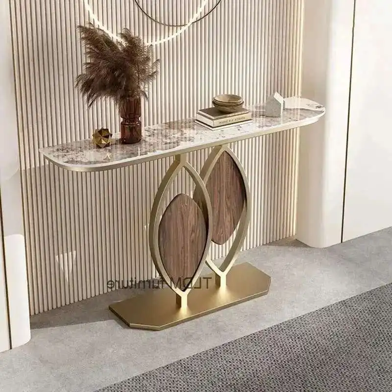 Luxury Slate Creative Console Tables Hallway Entrance Table for Italian Living Room Furniture Wall Semi-circular Porch Cabinet L