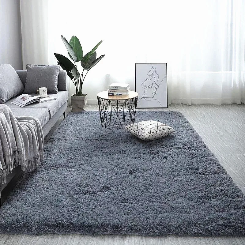 Carpets For Living Room Modern Sofas Grey Fluffy Carpet Non-slip Thicken Floor Mat Children's Bedroom Play Carpet Decoration Rug