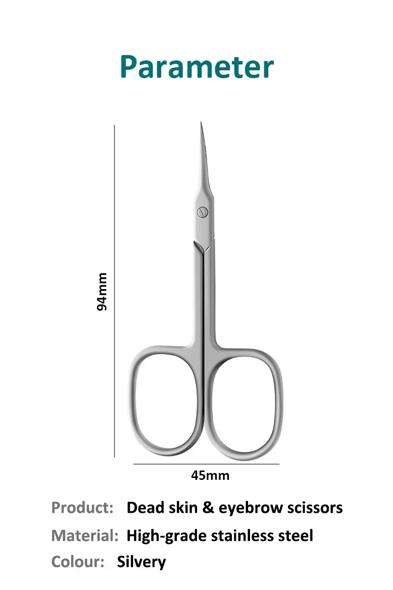 Uñas Stainless Steel Curved Tip Thin Blade Cuticle Scissors Nail Clippers Dead Skin Remover Trimmer Manicure Tools Eyebrow Tools