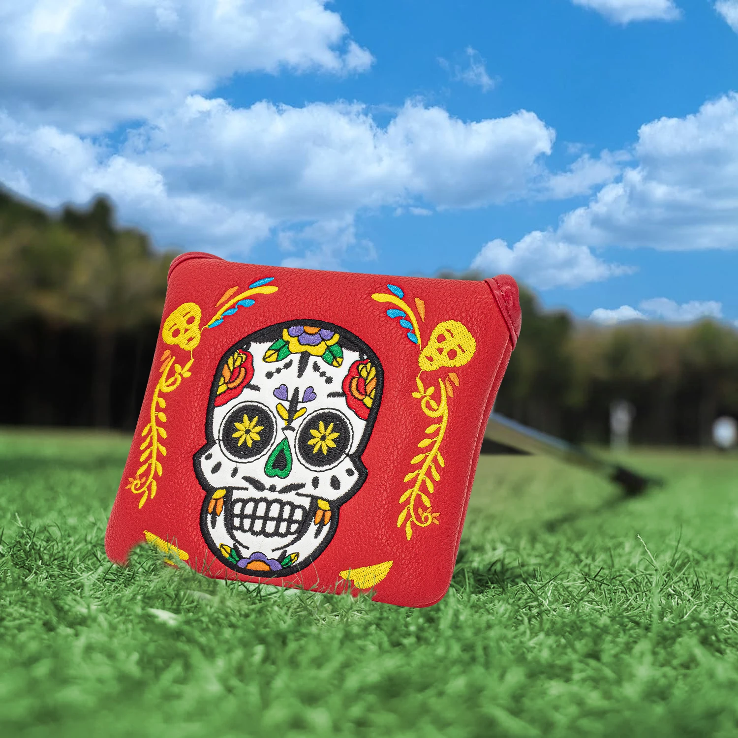Facial Skeleton Design Golf Club Cover, Golf Putter Cover, Skeleton Design, Fashionable and Durable, Available in Red and Blue image 3