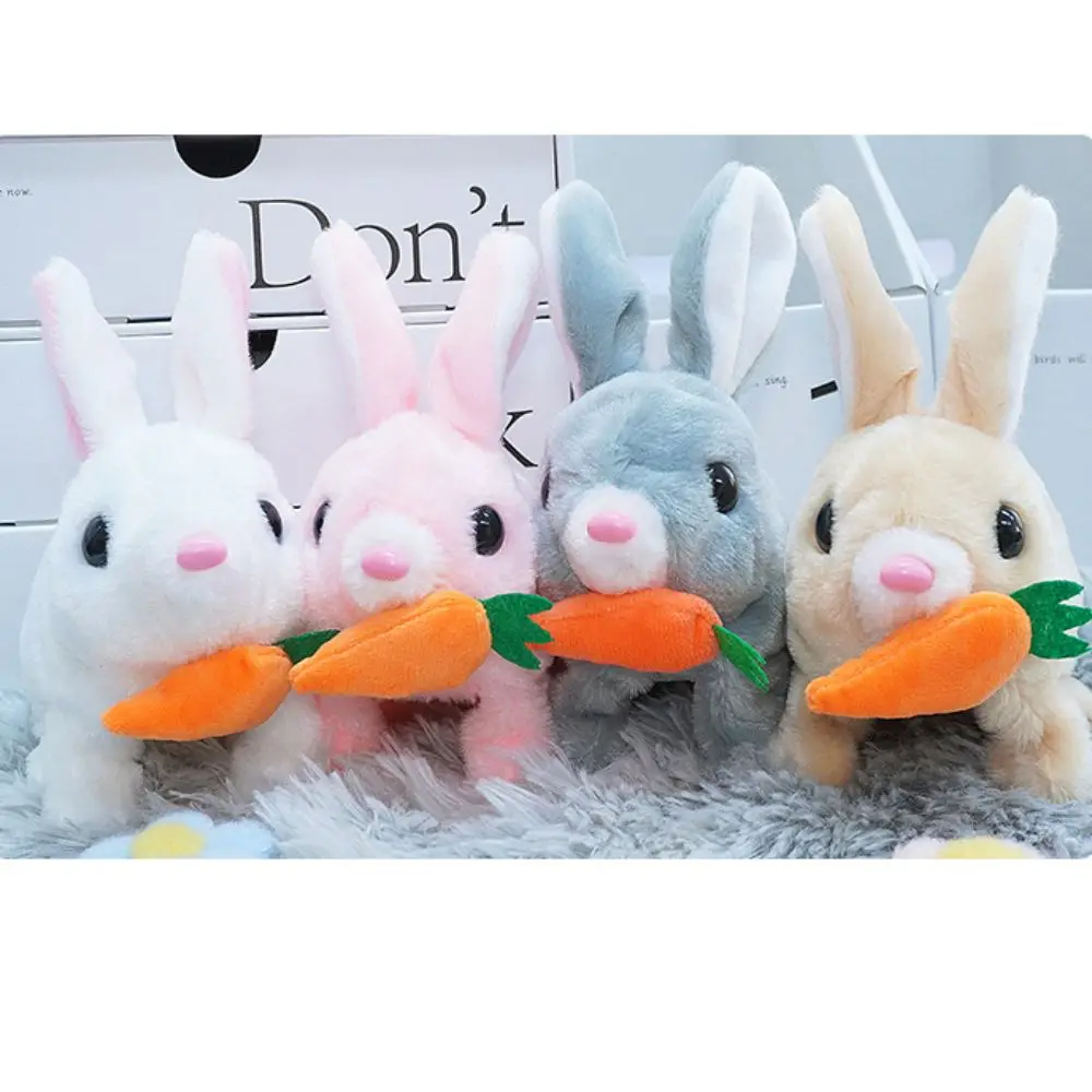 Simulated Bunny Plush Doll Long Ears Soft Fur Electric Rabbit Plush Toy Walks and Makes Sounds Interactive