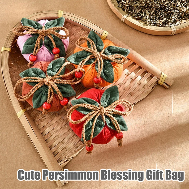 Incense Bag With Persimmon Pendant, Can Be Hung On Rearview Mirror Or Car,Blessing Purse,Empty Bag Material Kit For Good Fortune