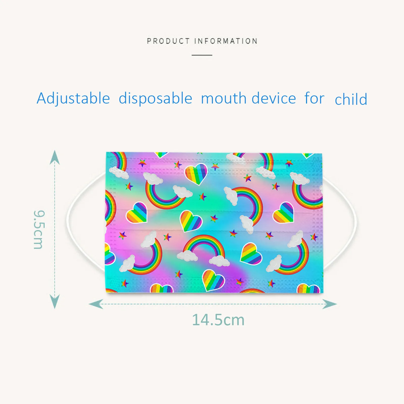 أقنعة مطبوعة يمكن التخلص منها 50 قطعة أقنعة أطفال مطبوعة بألوان قوس قزح مختلطة كارتونية لطيفة شخصية إبداعية محمولة يوميًا #6