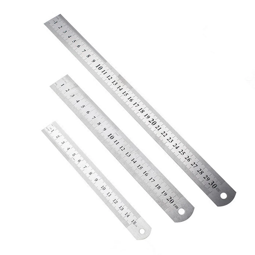 3 Pcs Draw Line Office Machinist Tools Ruler with Inches and Centimeters School