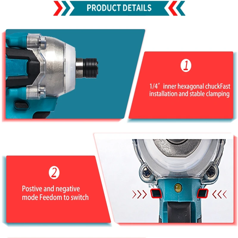 ATO Power Tools Brushless Electric Driver Rechargeable Li-ion Battery Cordless Impact Screwdriver For Makita 18V Battery