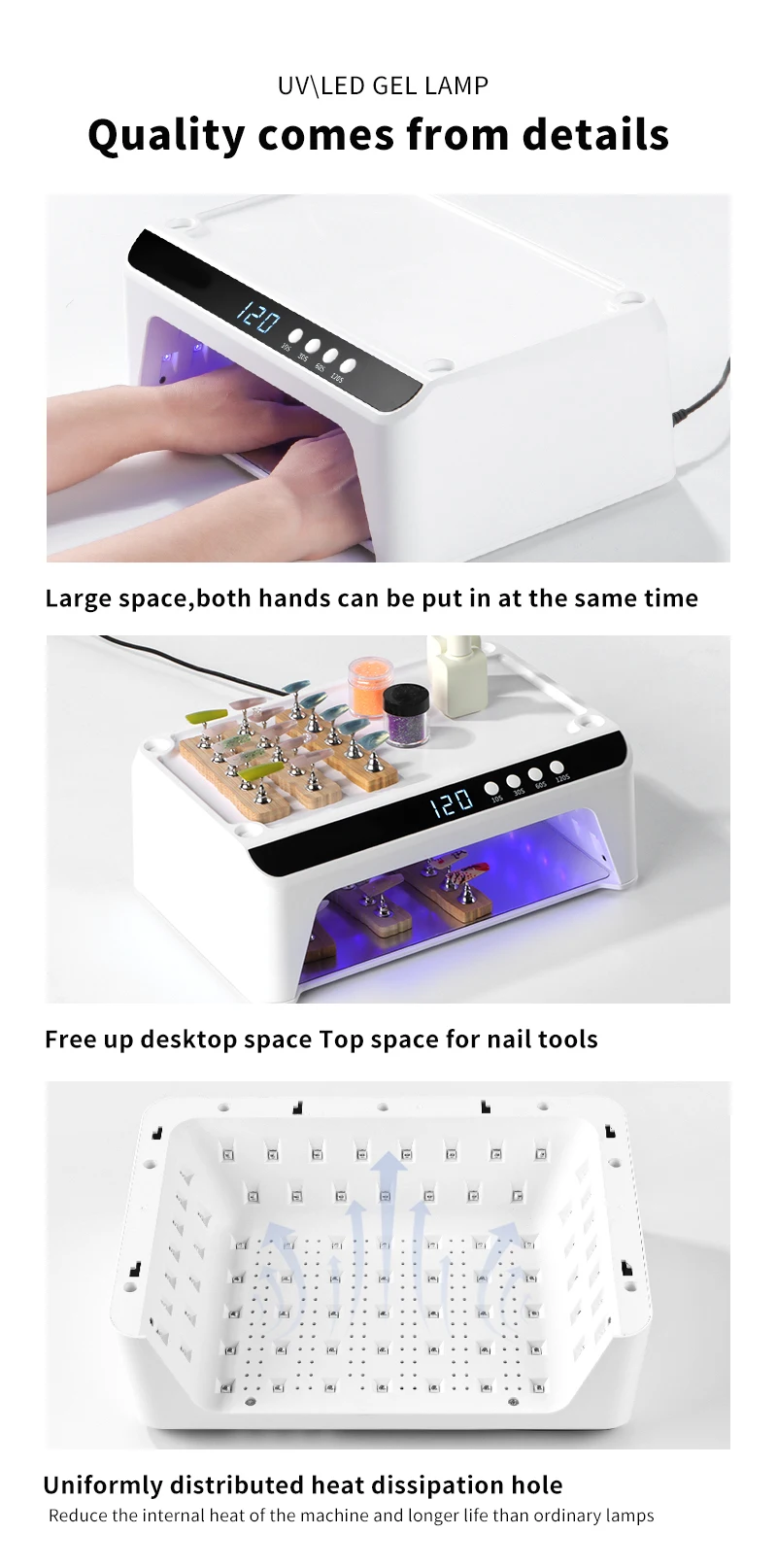 Lâmpada de unha de 72 W para esmalte em gel Secador de luz de unha de 72 W com 4 temporizadores para uso em salão ou casa Secadores de unha de LED UV de 74 peças Lâmpada de gel para salão ou uso doméstico