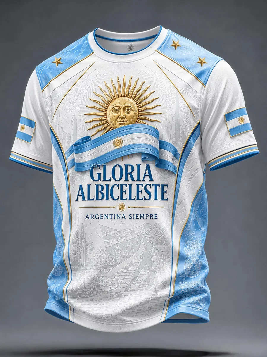 Camiseta de Entrenamiento de Fútbol para Aficionados Argentinos 2027 - Impresión 3D - Moderna y Cómoda - Ropa Personalizada Familiar