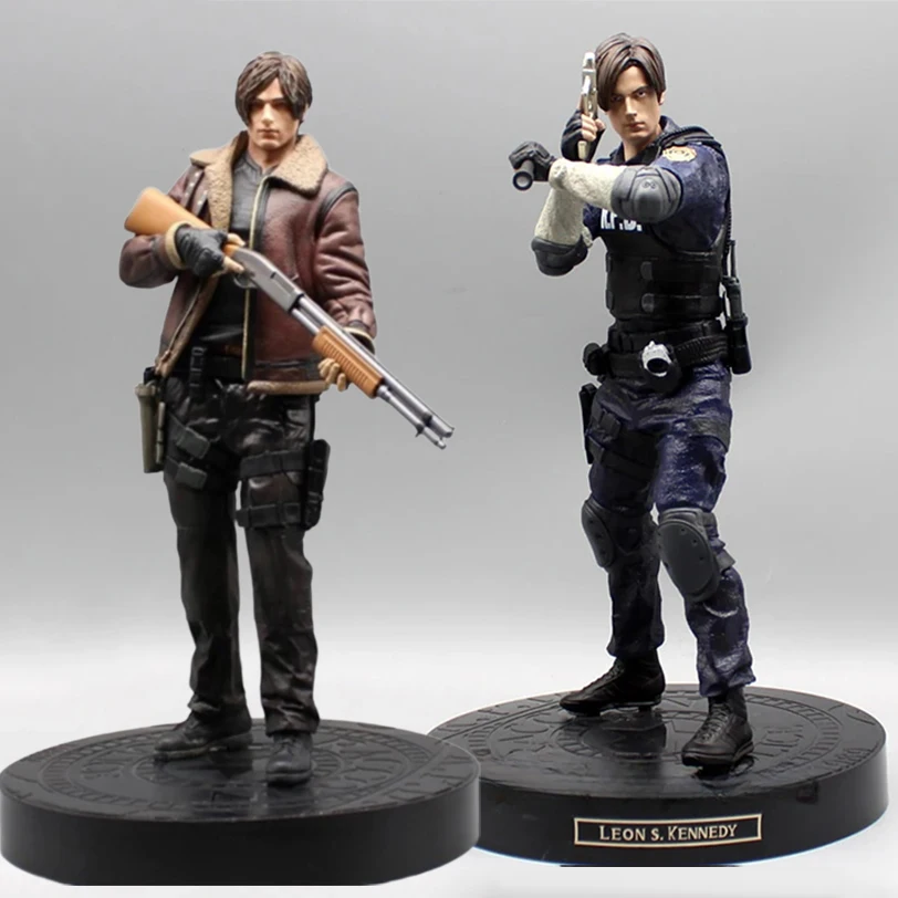 

33cm Game Leon Kennedy Figura Leather Jacket Figures Doll Anime Jill Valentine Action Figure Statue PVC Desktop Ornament Toys