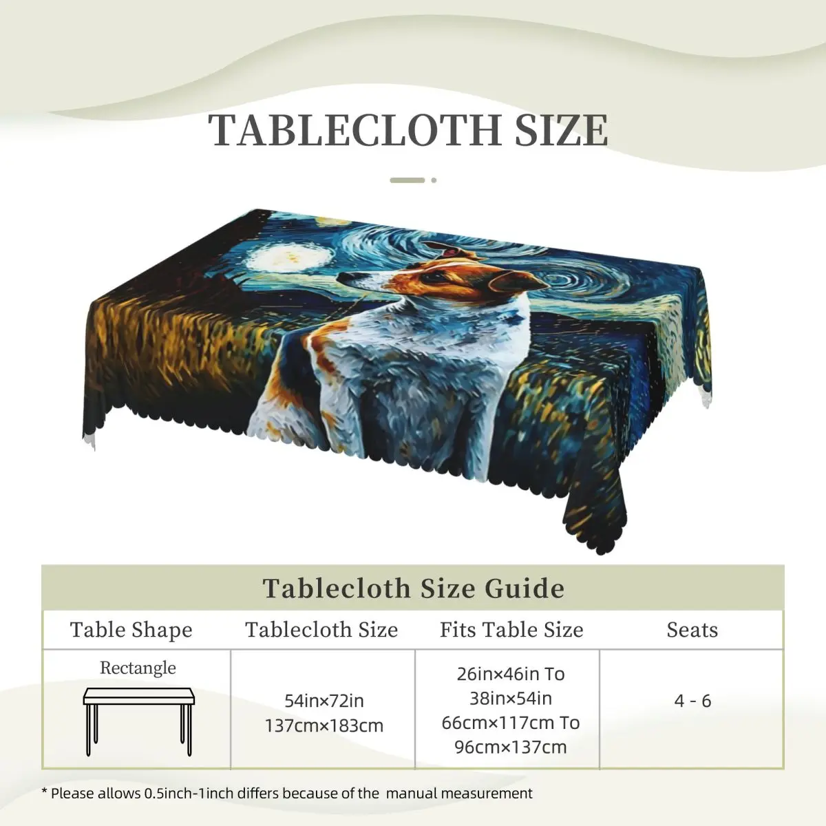 Dog Jack Russell Terrier Pop Art Tablecloth Restaurant Kitchen Rectangular Tablecloth Festival Decorations Dining Table Cover