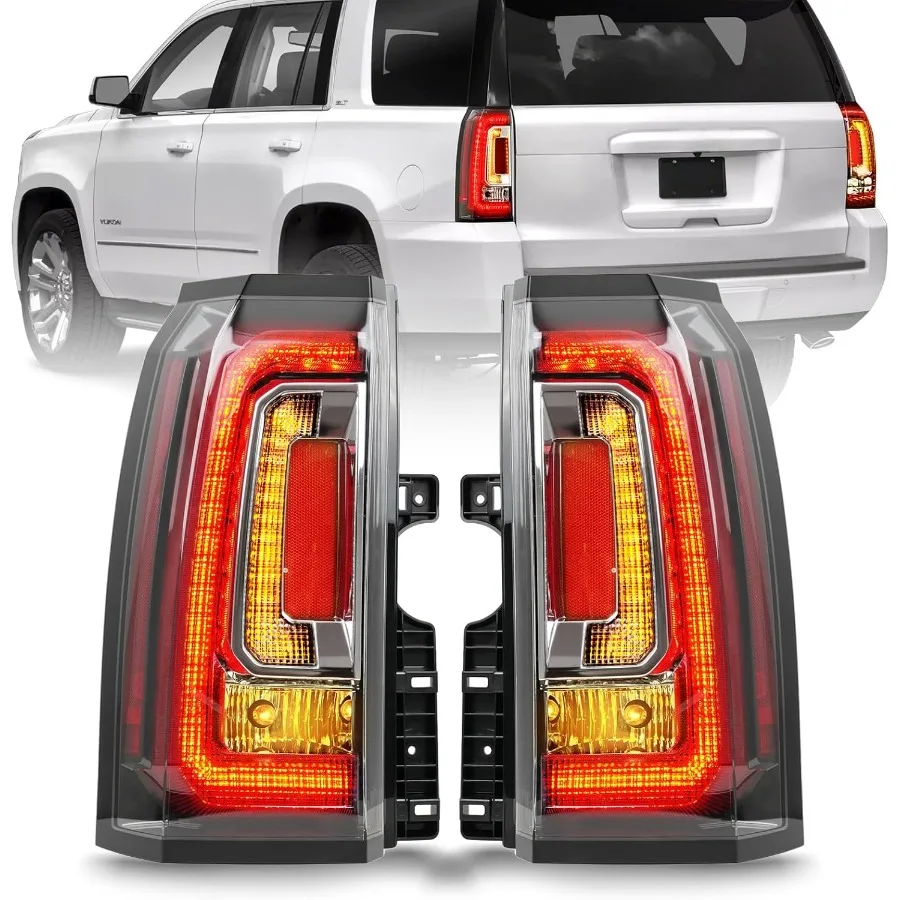 مجموعة مصابيح خلفية LED لموديلات GMC Yukon و Yukon XL SLE SLT 20152020 مصباح مكبح خلفي مع مصابيح متكاملة وأسلاك H