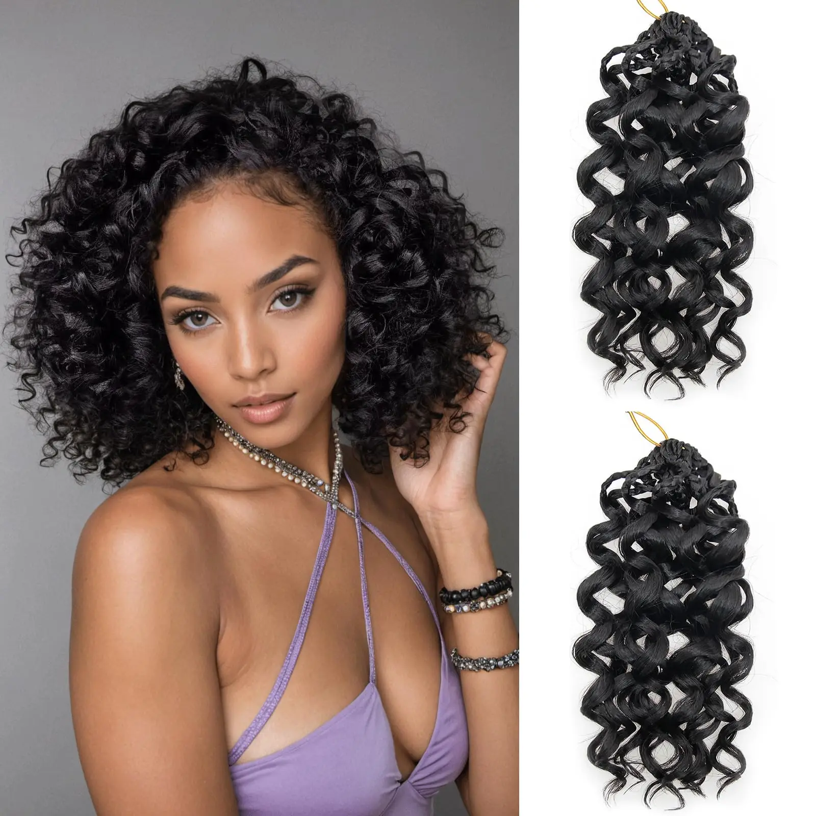 

10”Gogo Curl Crochet Hair Short Curly Crochet Hair for Women Pre looped Ocean Wave Crochet Hair Water Wave Crochet Braiding Hair