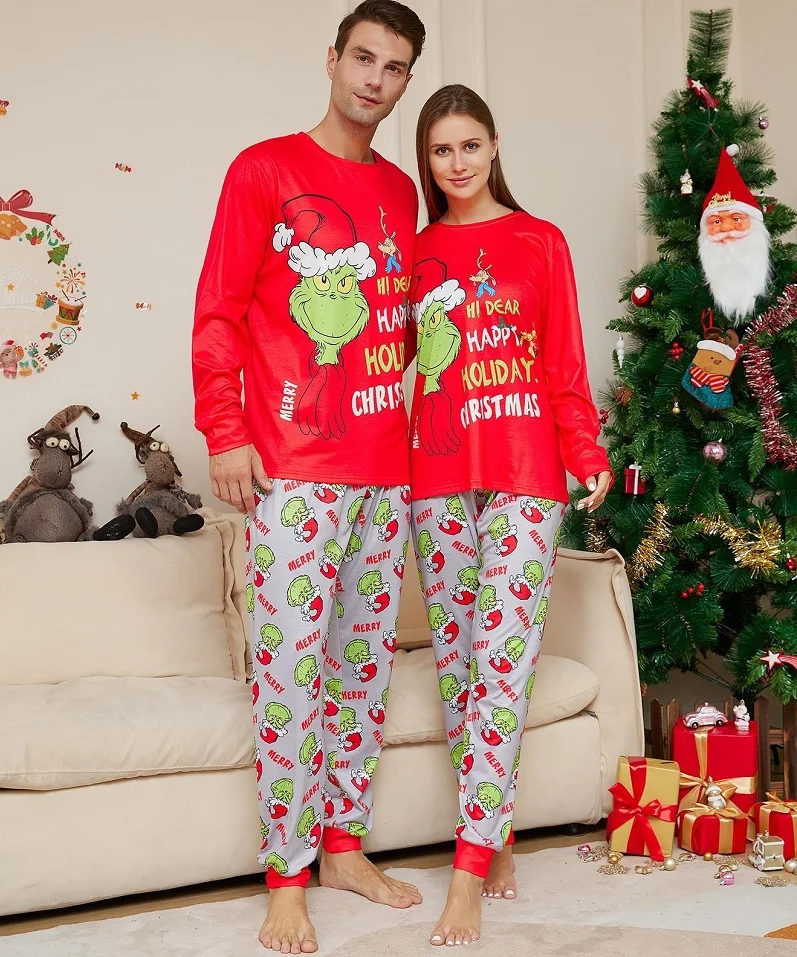 Xmas Family Matching Pajamas Set New Arrivals 2025 The Greench Letter Print Adult Kids Pjs Baby Jumpsuit Dog Clothes