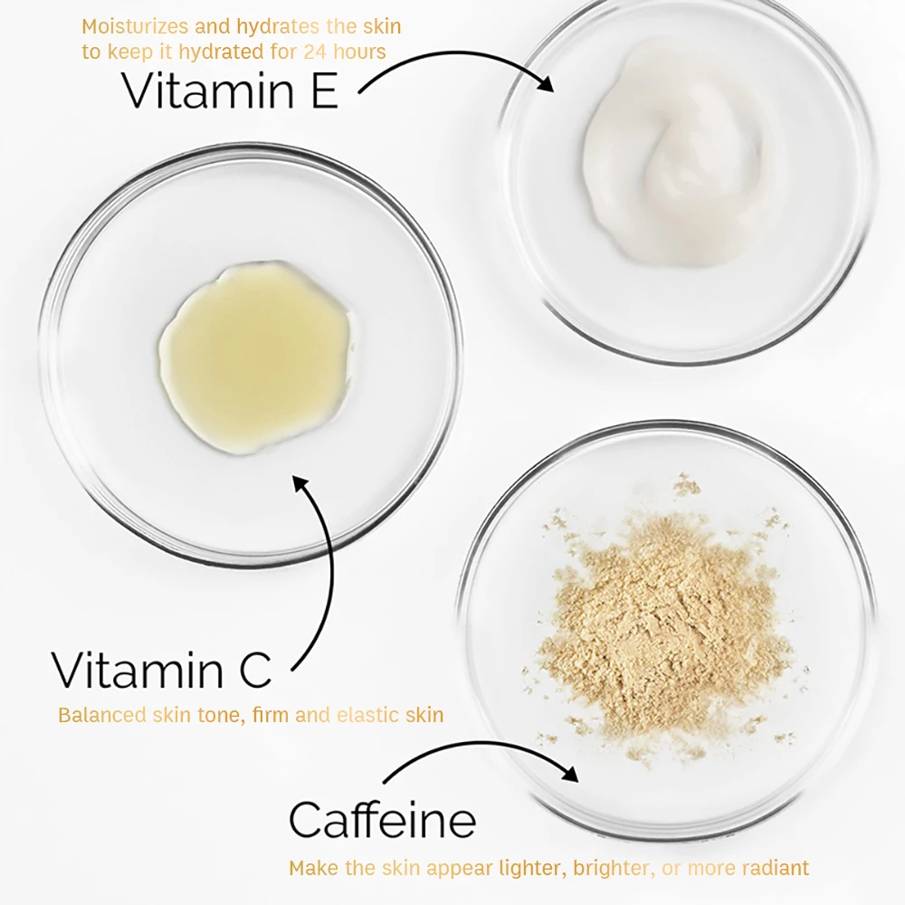 SUYARUN Creme Antienvelhecimento para Olhos Vitamina C&E + Caffeína Retinol - Tratamento de Olheiras, Rassodante e Iluminador.