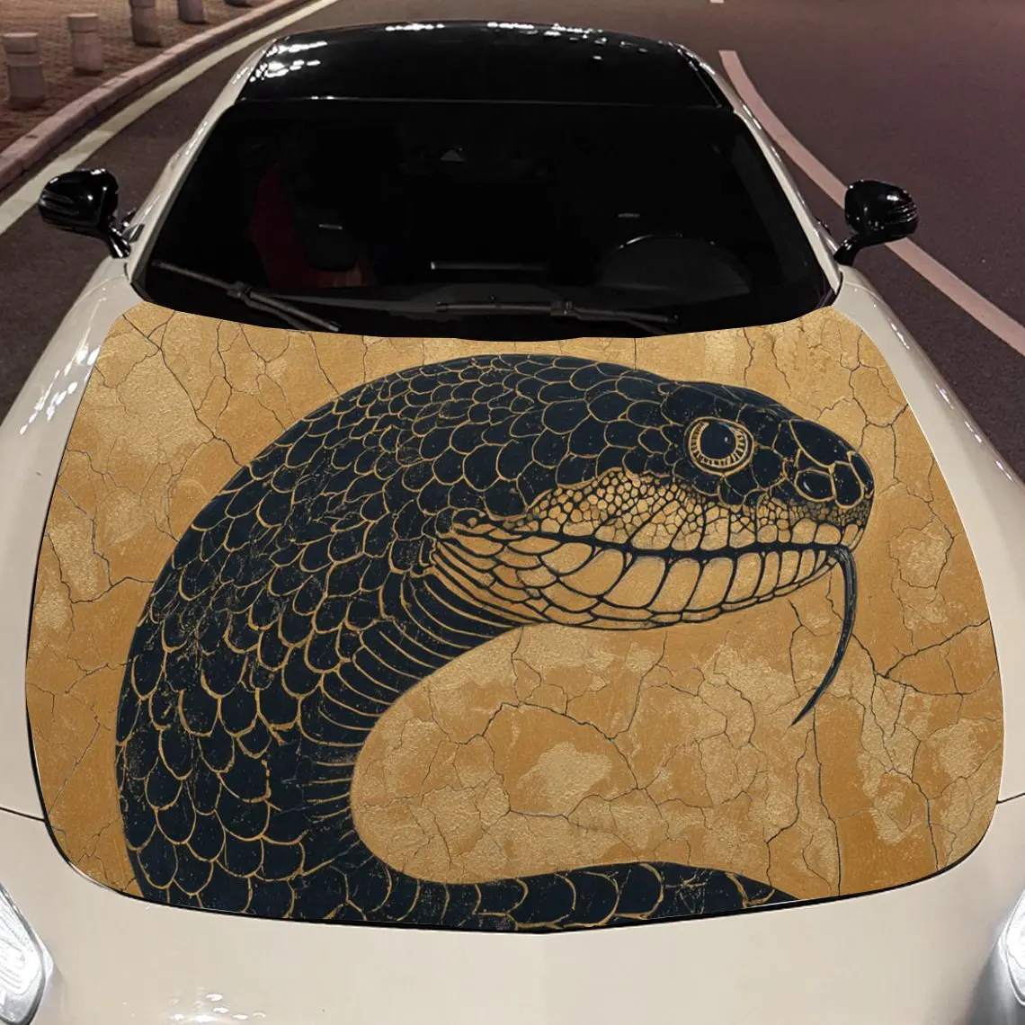 

Marble Black Snake Car Hood Vinyl Stickers Car Surface Protection Decal Car Decoration Cover Vinyl Wraps Waterproof Self-adhesiv