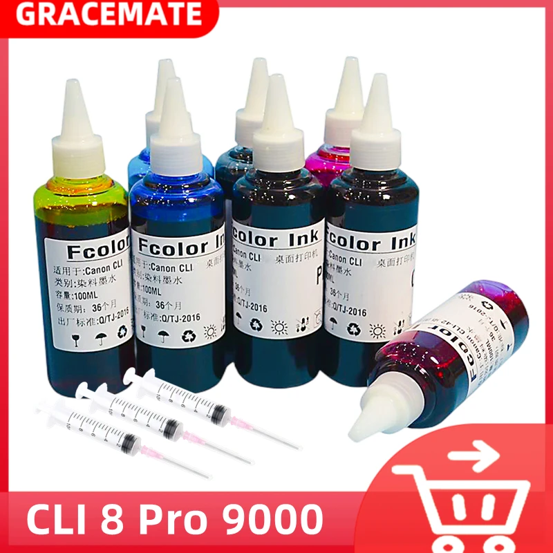 GraceMate 8 colors CLI-8 CLI8 printer Refill ink 8 Color Ink Compatible For Canon PIXMA PRO 9000 Printer ink