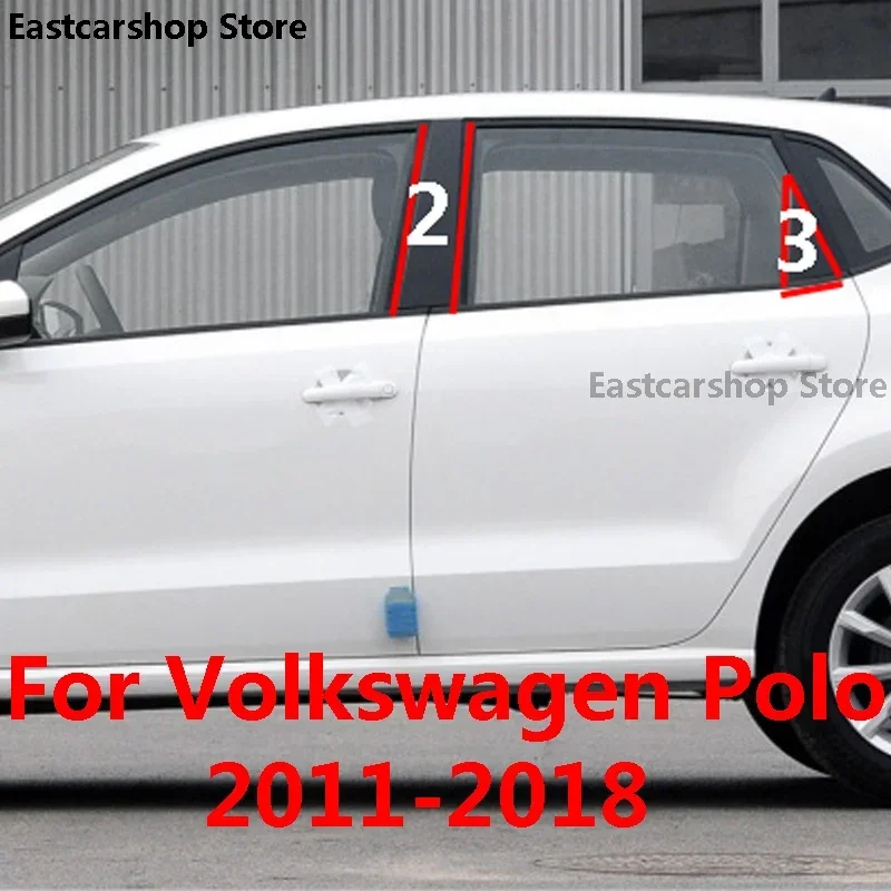 

For Volkswagen VW Polo 2018 2017 2016 Car Middle Column PC Window Trims Decoration B C Pillar Strip Sticker Accessorie 2011-2015