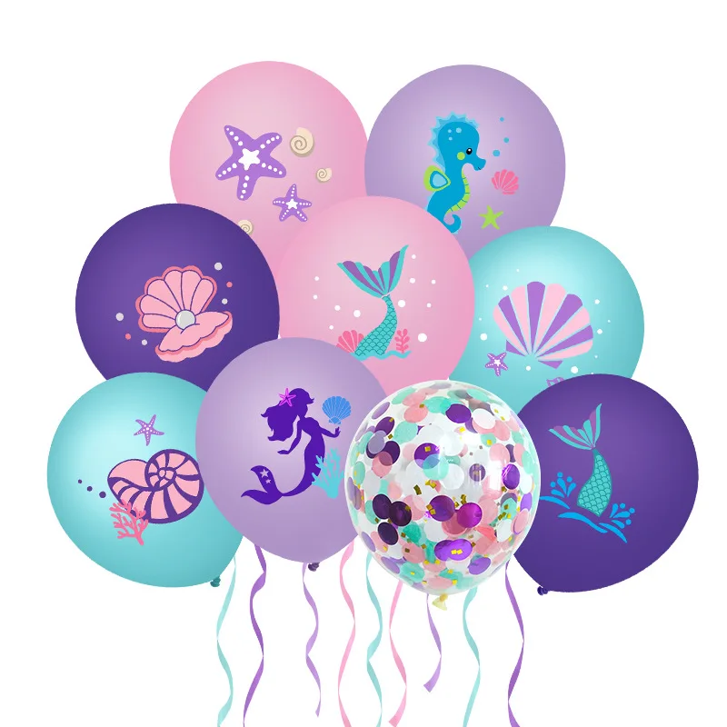 Kit Arche Ballon Sirène, 109pcs Decoration Anniversaire Sirène en Ballon Bleu Vert Violet, Nappe Sirène & Toile De Fond pour Decoration Anniversaire Fête, Mariage, Baby Shower Fille