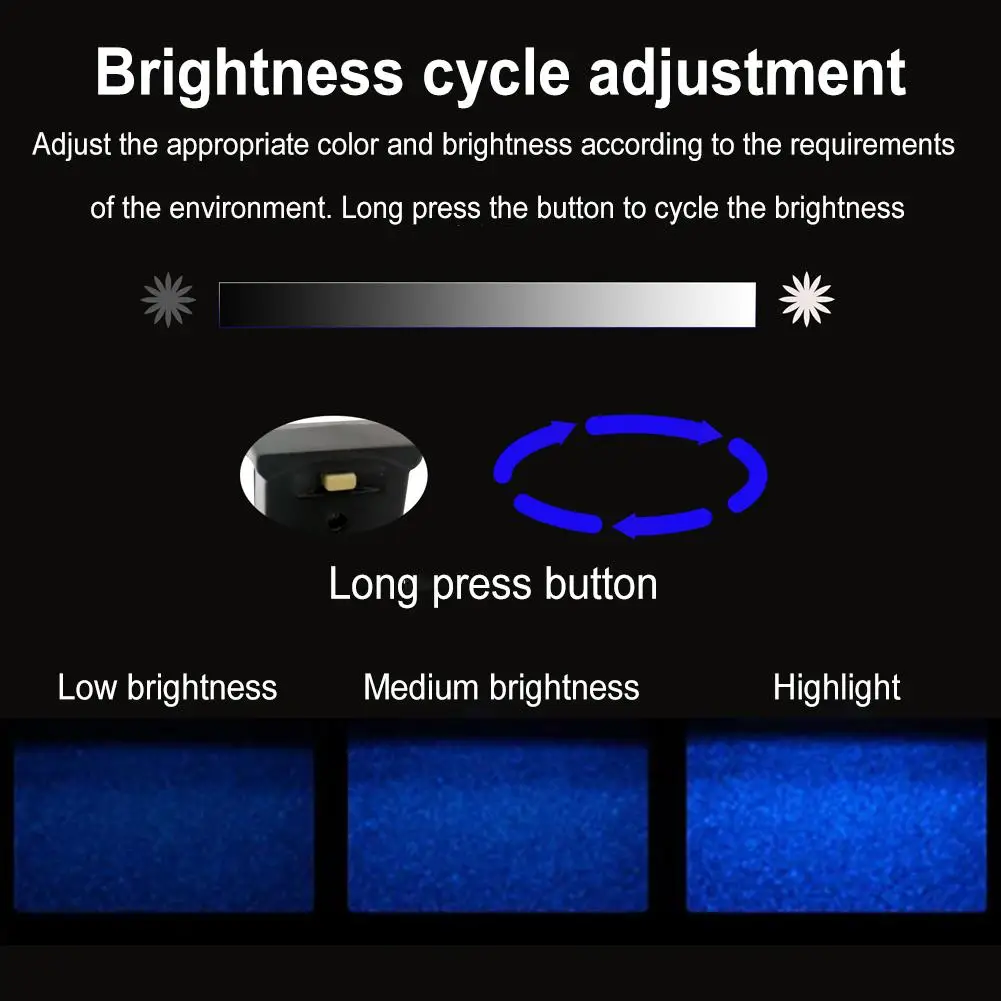 Type-C Adjustable Car Interior Atmosphere Night Lights Car Interior Lamp LED Ambient Light 8 Colors RGB Romantic Ambient Lamp