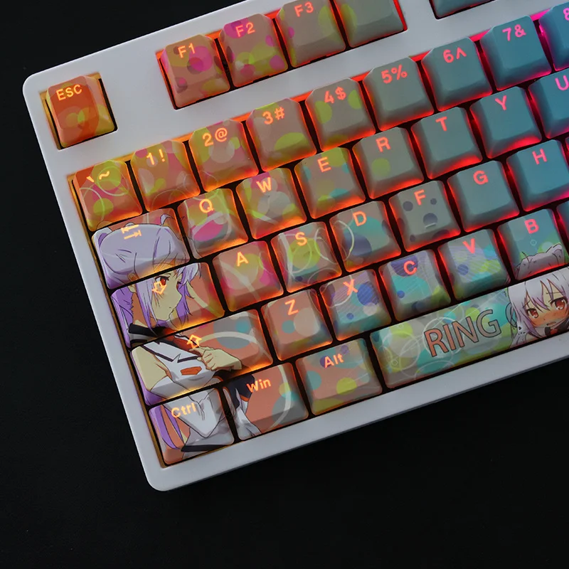 1 Set PBT Dye Subbed Keycaps Two Dimensional Cartoon Anime Gaming Key Caps OEM Profile Backlit Keycap For PLASTIC MEMORIES Isla