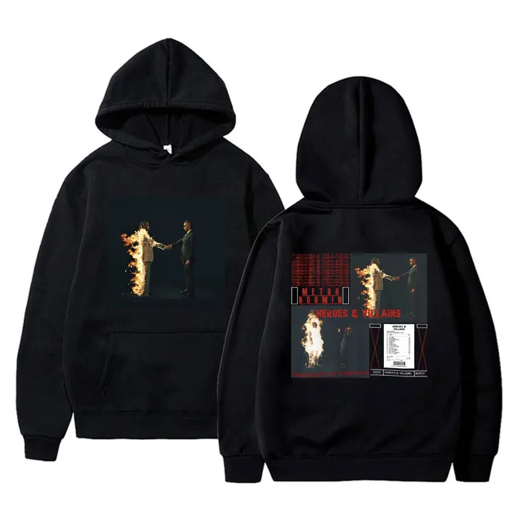 

Rapper Metro Boomin Heroes & Villains Album Cover Graphic Hoodie Men Women Hip Hop Oversized Sweatshirt Men's Vintage Streetwear