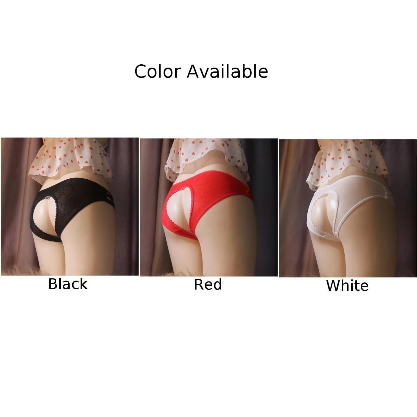 Men Crossdress Camel Toe Panties Sissy Underwear Hollow Open Crotch Briefs Erotic Lingerie Low Waist Lace Shaping Underpants