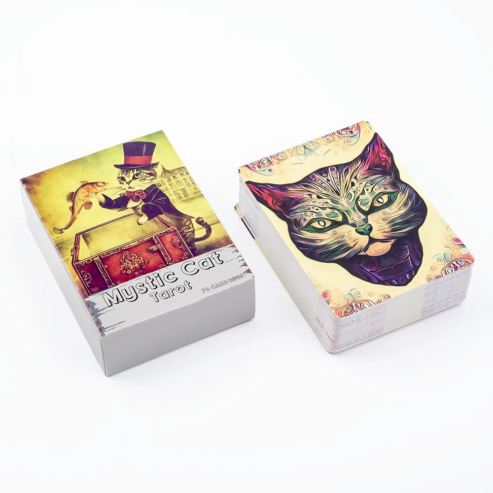 Vendita calda Mystic Cat Tarot 78-Card Deck gioco da tavolo Visions inglesi divinazione Edition per riunioni di feste e notti di famiglia