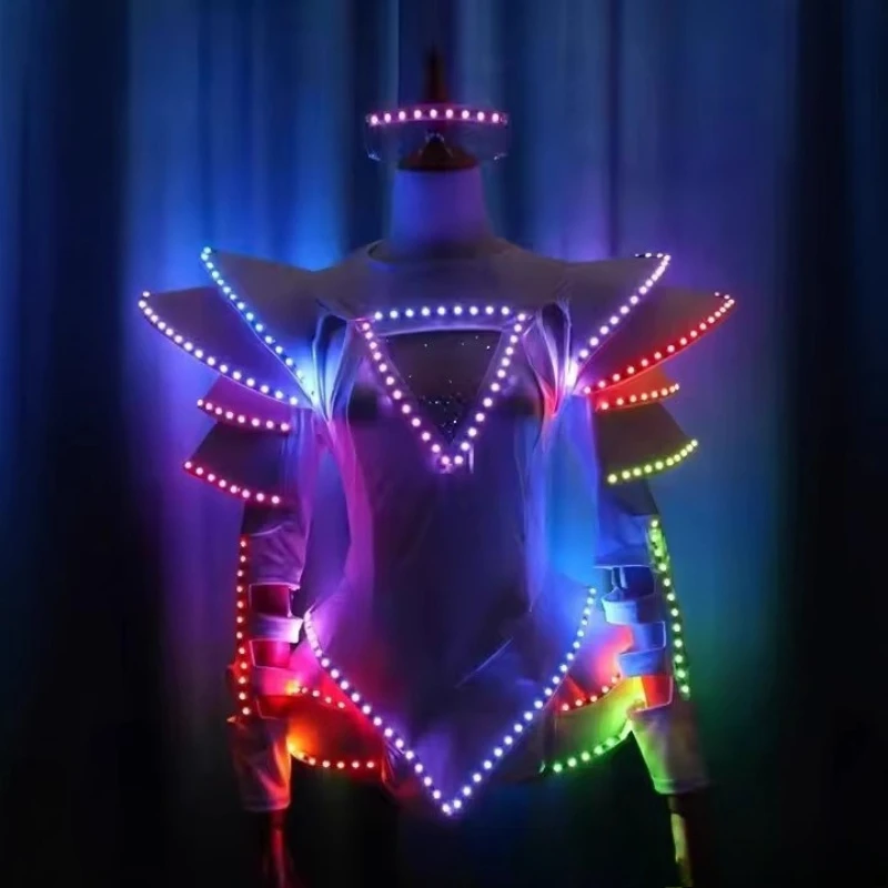 LED Glowing Women Jumpsuit Stage Performance Suit Party Nightclub Bar KTV Props Costume Remote Control Fantasy Cosplay Clothes
