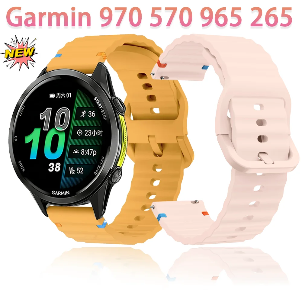Correa de Silicona Suave de 18/20/22 mm para Relojes Garmin Forerunner 970 570 965 265 265S 165 165, Brazalete para Garmin Venu 4 3 3S Active 6 5