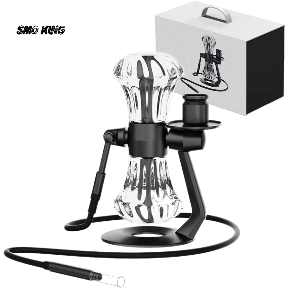 

SMO New Diamond Style Gravity Smoking Pipe Hookah Set with Glass Pot Metal Carbon Bowl Grass Tobacco Pipes Shisha Smoking Kit