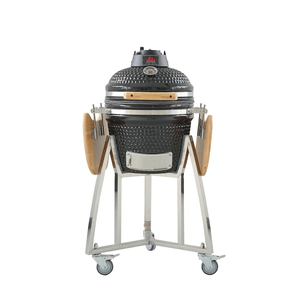 Kimstone 16-Inch Round -Shaped Kamado Grill Modern Premium Ceramic Barbecue Smoker with Charcoal Oven Outdoor Cookware