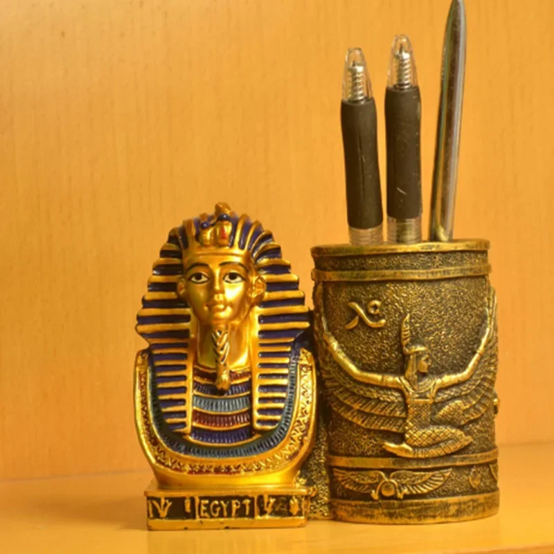 Ancient Egyptian Pharaoh Resin Statue, Penholder, Pen Holder, Office, Home Decoration, Art, Craft Gifts, Modern