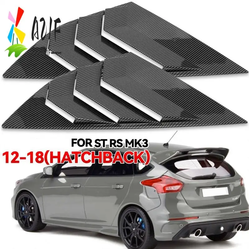 

A21F-Carbon Fiber Color Rear Side Vent Quarter Window Louver Shutter Cover For Ford Focus MK3 ST RS Hatchback 2012-2018