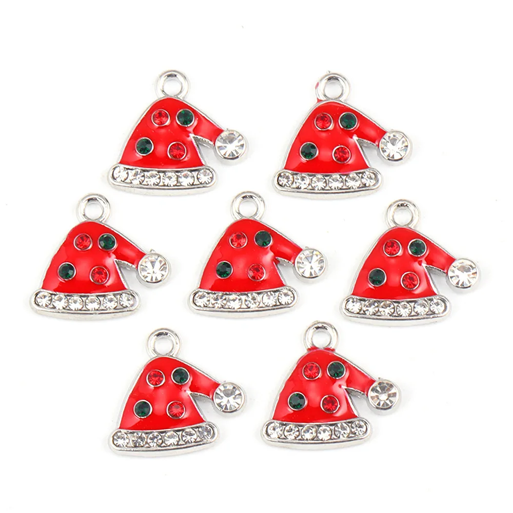 20 pcs/lot Fashion Gold Christmas Santa Hat Pendant Accessories Charms for Women, Earrings/Necklace Handmade DIY Jewelry