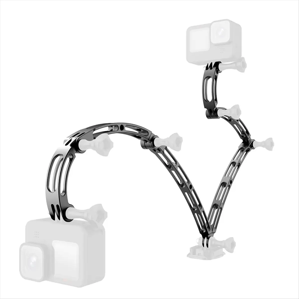 A40I Aluminum Helmet Arm Extension Curved Pole Selfie Stick Tripod Adapter for Hero13 12 Action 5 Camera,A
