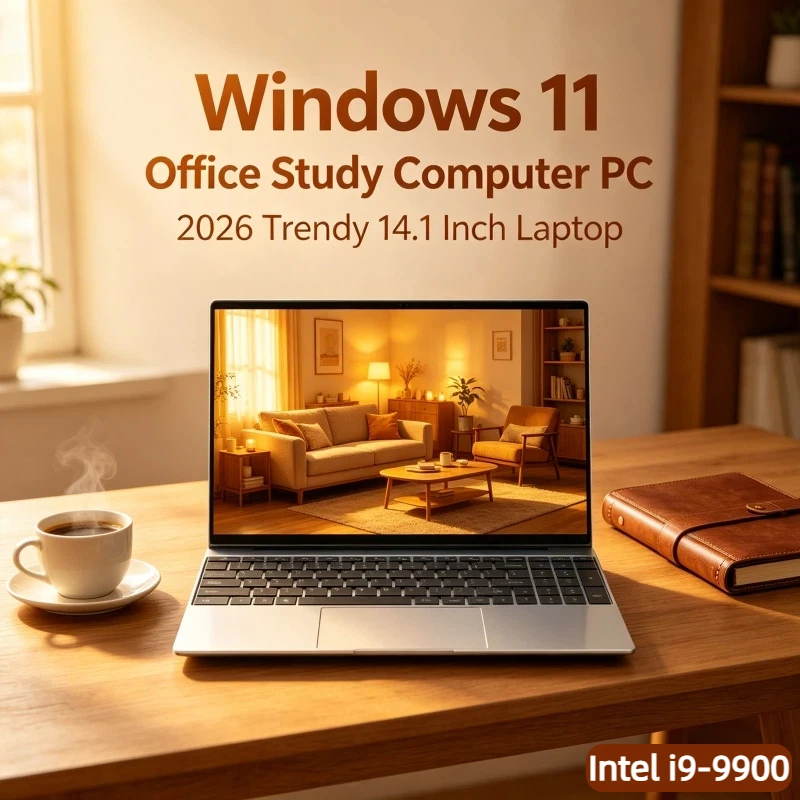 

Top 2026 14.1 Inch Ultra Thin Notebook Win11 DDR4 16GB RAM 2TB SSD Portable Business Laptop PC Intel i9-9900