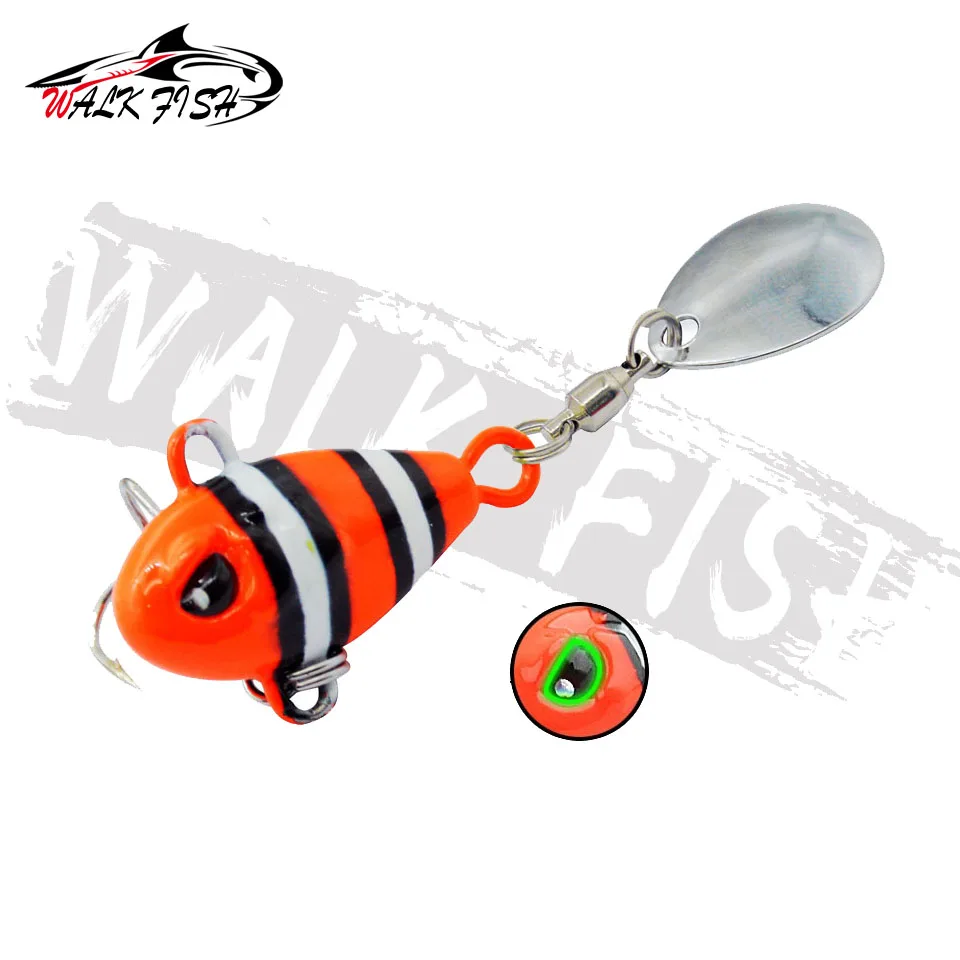 WALK FISH Tail Spinning 58mm 14g Balance Rotating Metal Jig VIB Vibration Bait Spinner Spoon New Fishing Tackle Sinking Lure