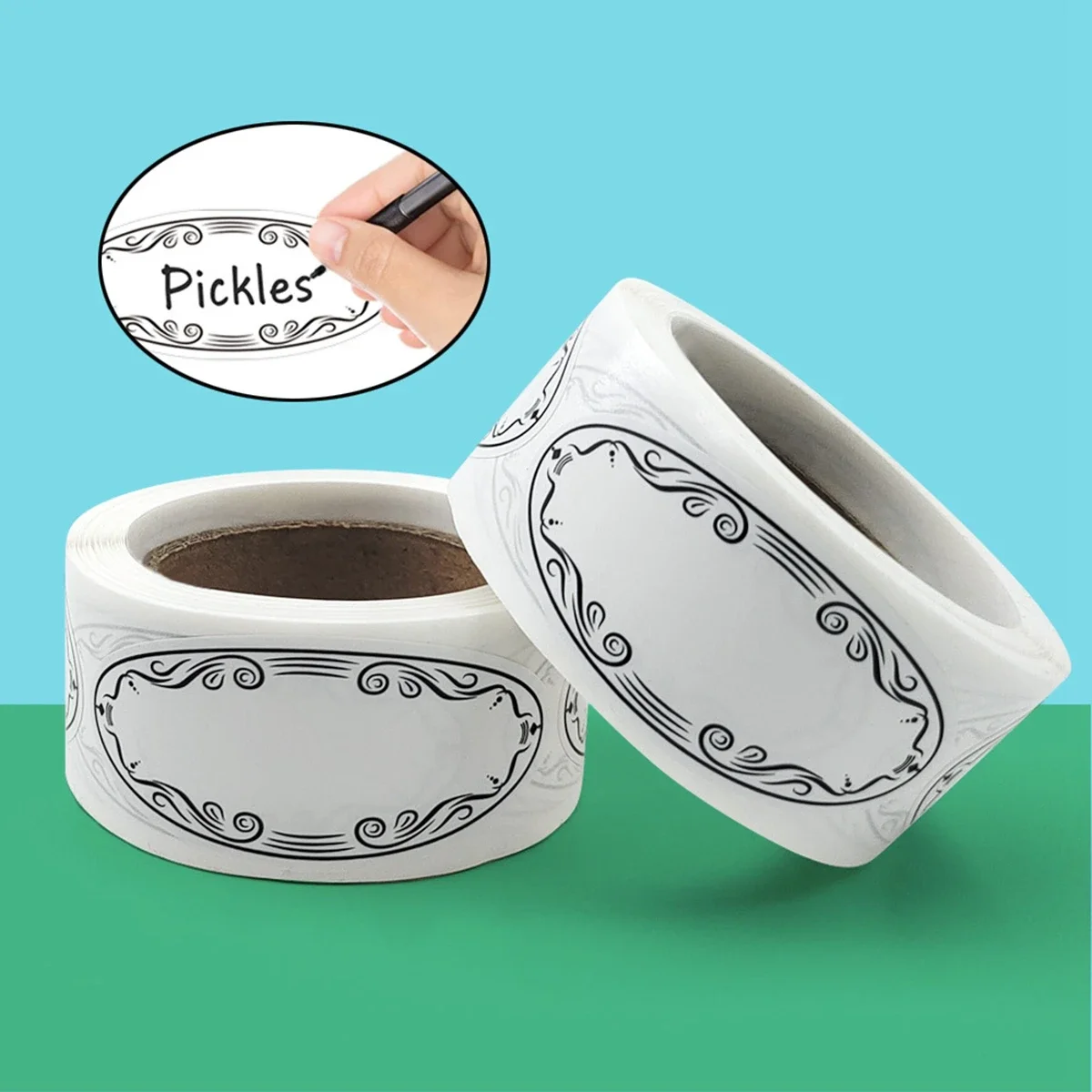 150Pcs Oval Labels Blank Stickers Food Containers Jars Kitchen Restaurant Storage Organization Thank You Stickers Sealing Tape