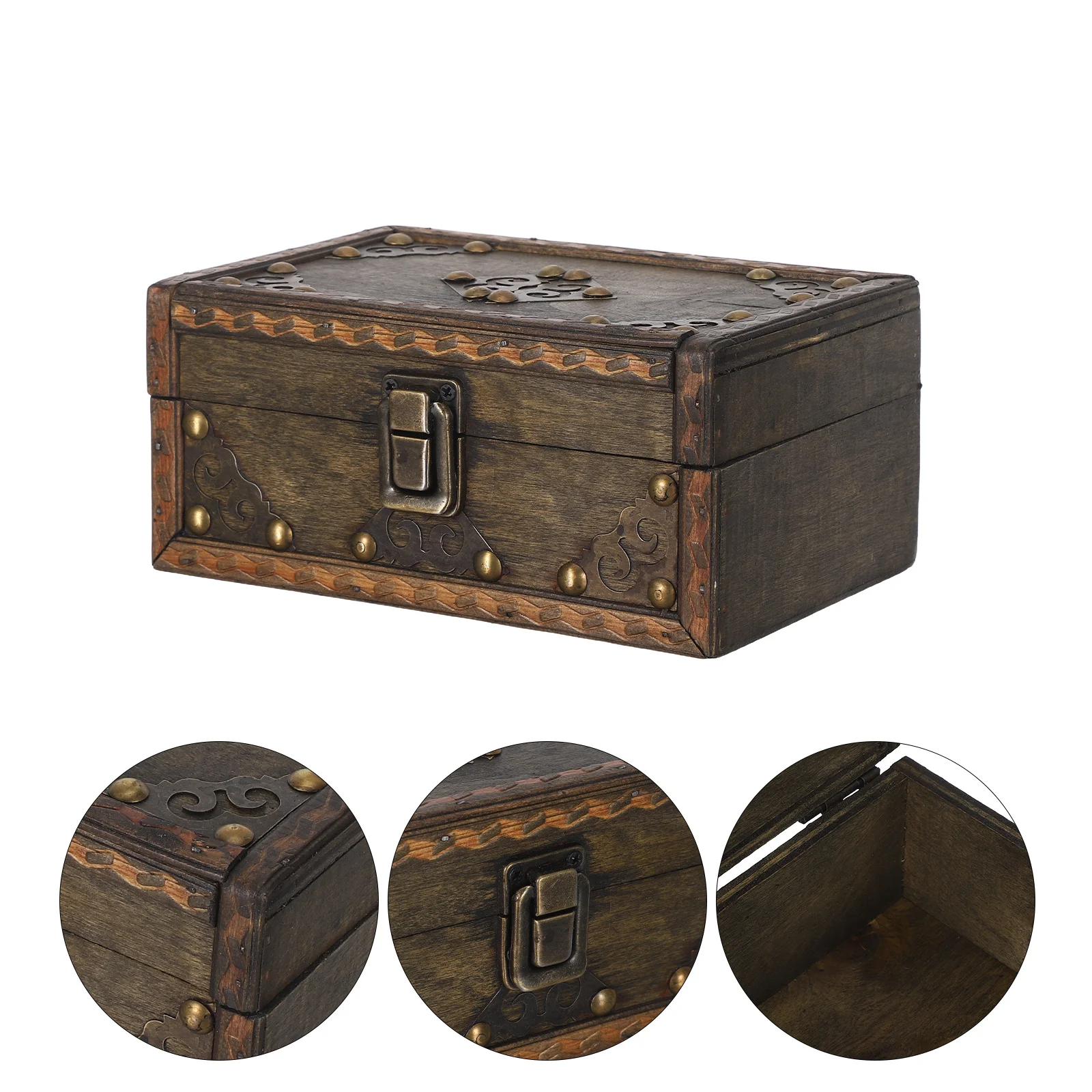 

Vintage Wooden Treasure Chest Retro Storage Box For Jewelry Trinkets Keepsakes Pirate Theme Party Favors Playtime Gift