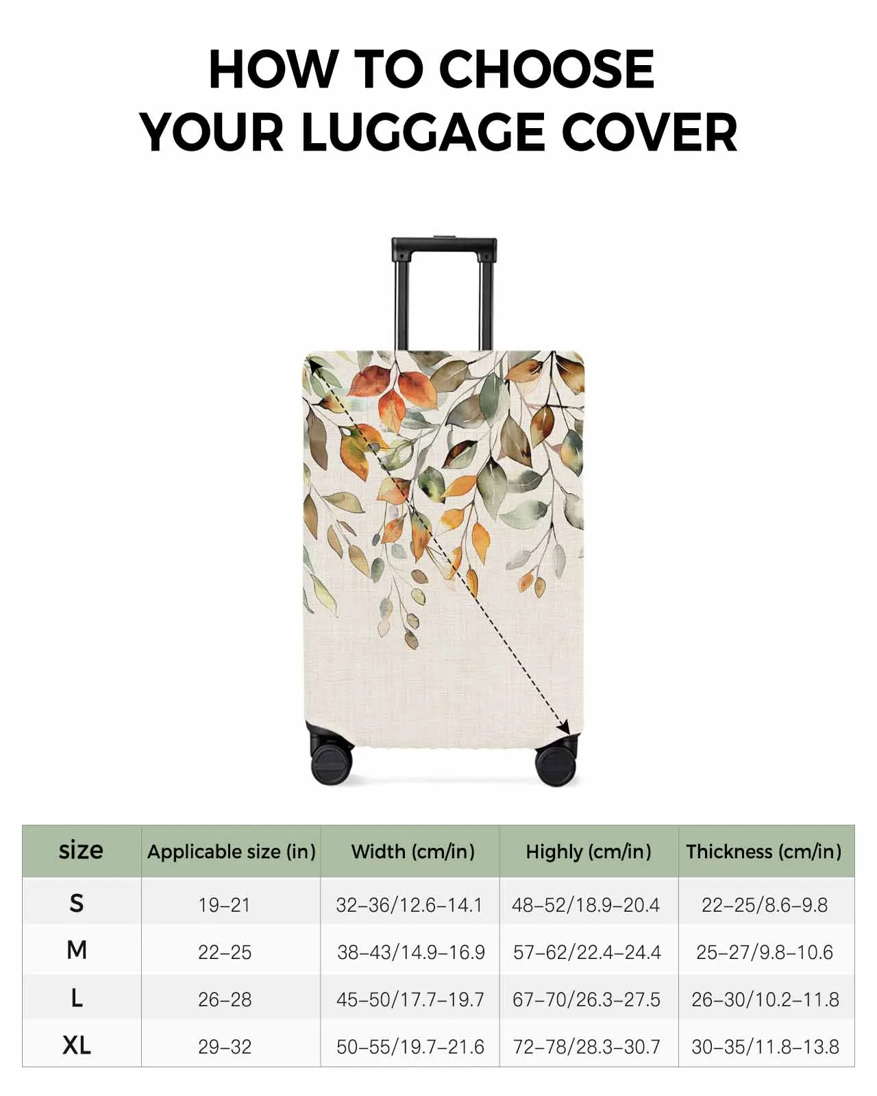 Musim gugur Eucalyptus Sage hijau peregangan pelindung koper debu Case Cover untuk 18-32 Inch perjalanan