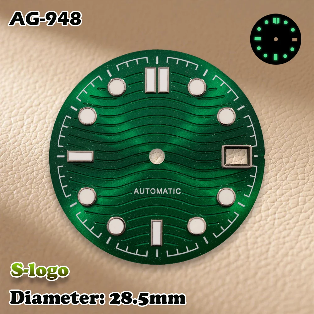 NEW NH35 Movement with 28.5mm S Logo Sea Wave Master 300 Dial & Green Luminous | Complete Watch Modification Accessories