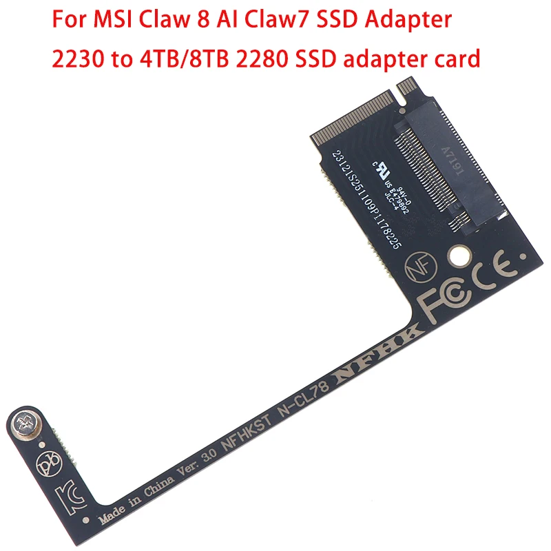 MSI Claw 8 AI+ Claw7 Conversão de adaptador SSD portátil 2230 a 2280 4T M2 NVME Placa de expansão SSD para dispositivos portáteis