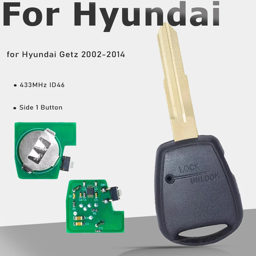 

KEYECU 433MHz ID46 Replacement 1 Button Remote Key Fob for Hyundai Getz 2002 203 2004 2005 2006 2007 2008 2009 2010 2011 -2014