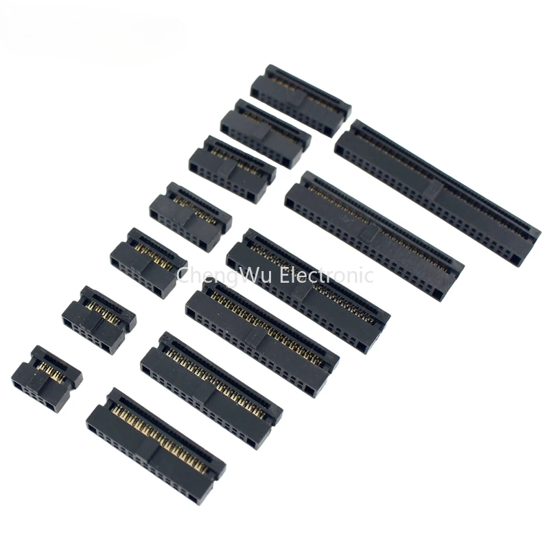 5pcs 1.27mm FC 6 8 10 12 14 16 20 24 26 30 34 40 50 Pin IDC Female Header Socket Connector For 0.635mm Pitch Flat Cable 10P 14P