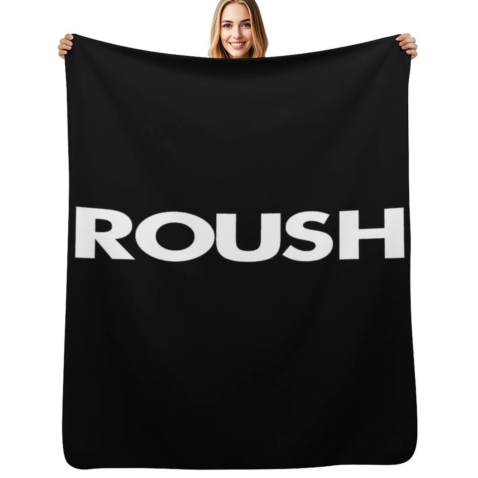 White Roush Logo Throw Blanket Warm Flannel Blanket for Couch Chair Bedroom