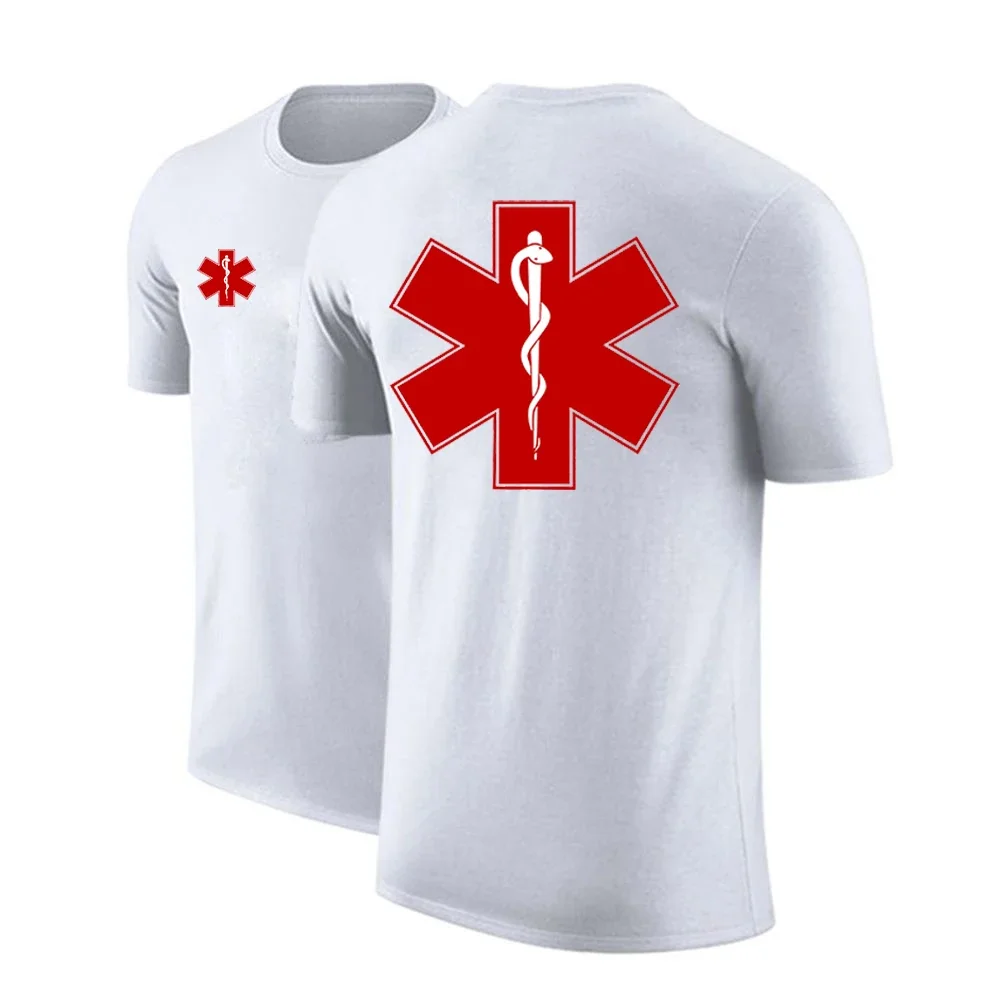 EMT Emergency Ambulance Men\'s Brand Summer Ordinary Short Sleeve Sports T-shirt Solid Color Printing Casual Breathable Tops