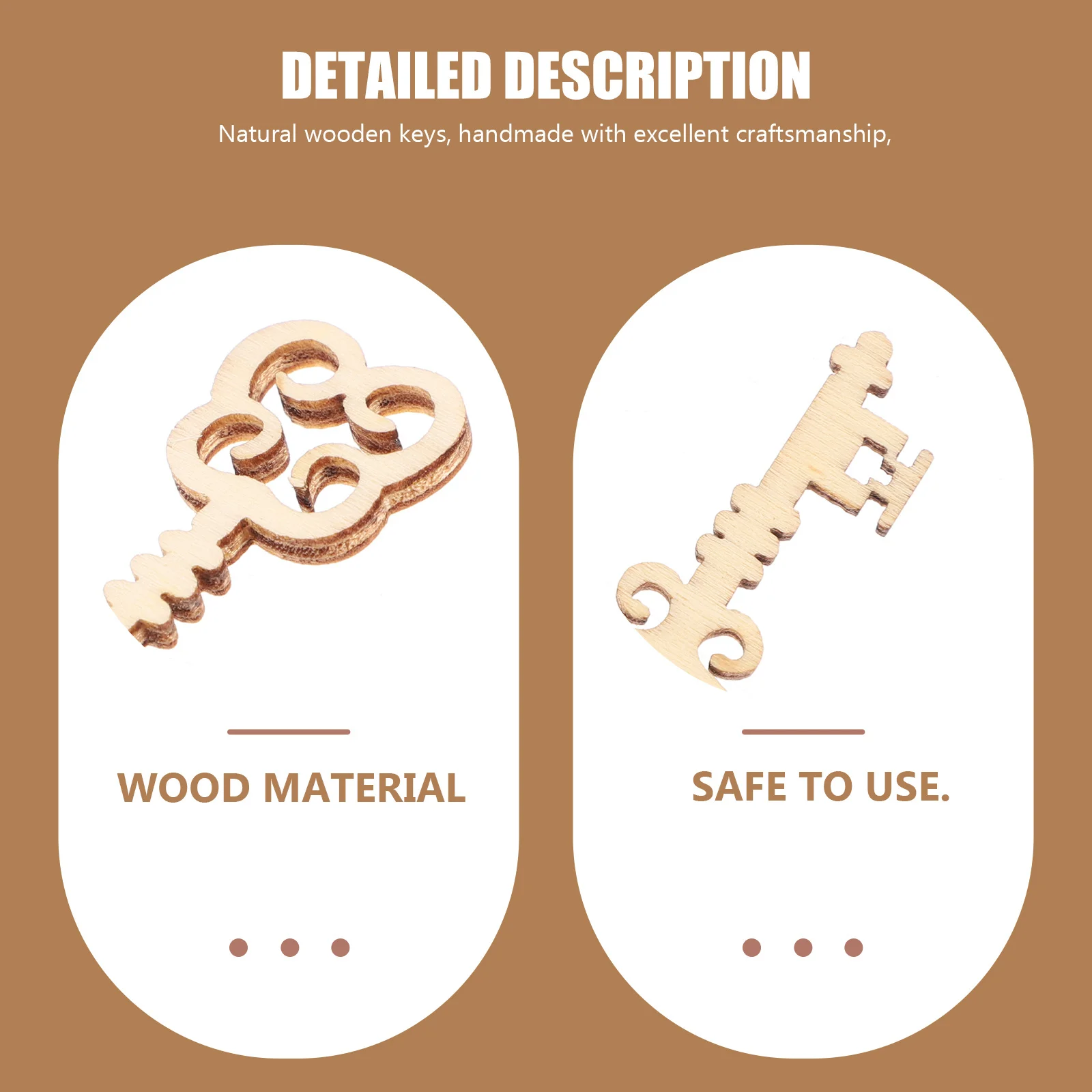 

20Pcs Handmade Wooden Keys Natural Lightweight Craft Embellishments for Scrapbooking Jewelry Clothes Shoe Bags Birthday Wedding